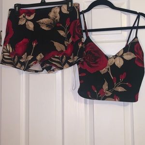 Gab Kate Rose Two Piece Crop Top and Envelope Skort Set